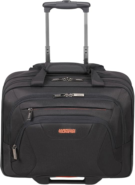 American Tourister at Work Laptop Bag 15.6 Inch with Wheels, 44 cm, 22 L, Black/Orange (Black/Orange)
