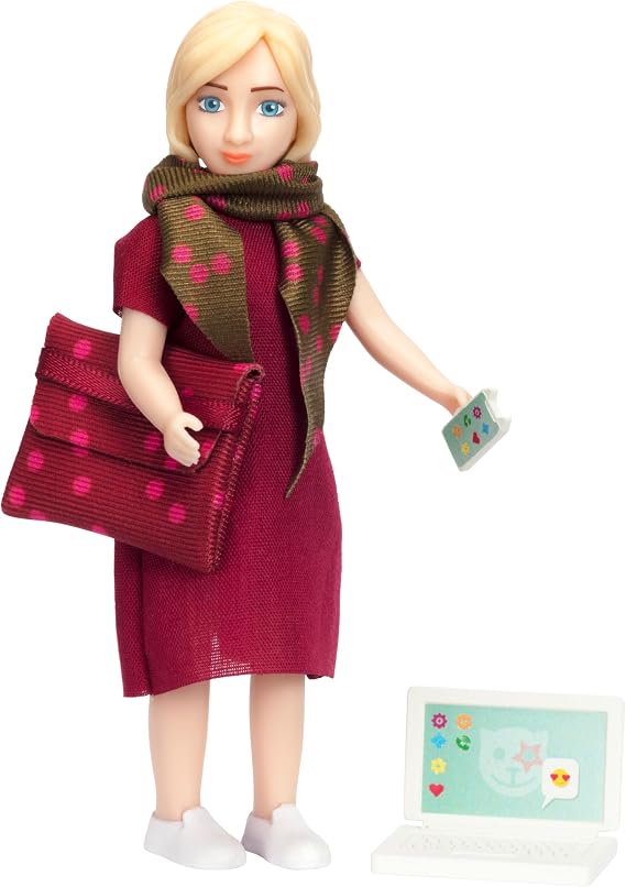 Lundby Dolls House People – Bendable Dolls for Girls, Doll House Mini Doll Set, Laptop Computer, Bag, Mobile Phone for Creative Play, Dollhouse Accessories Scale 1:18, Boys & Girls Toys Age 3 +