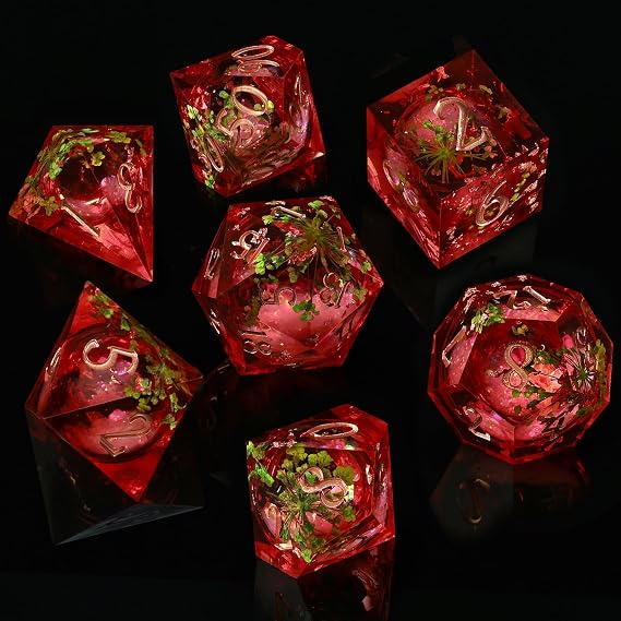 ORUZA Liquid Core DND Dice Set Polyhedral Resin Sharp Edge D&D Dice 7 PCS
