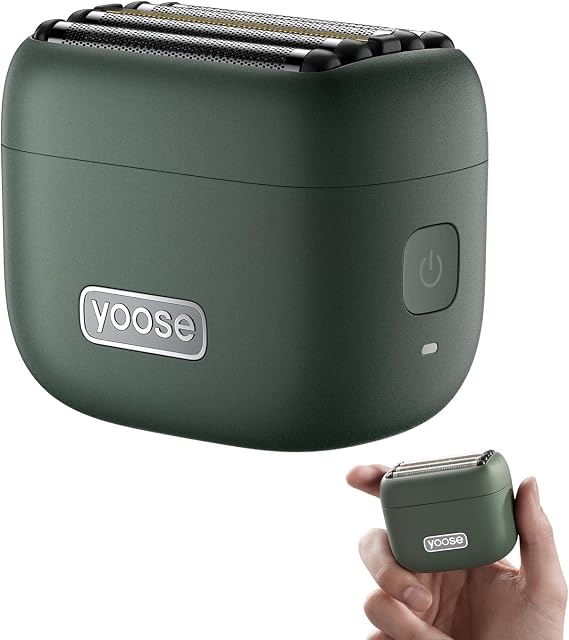 Yoose Mini 5 tıraş makinesi, elektrikli sakal düzeltici, elektrikli tıraş makinesi, erkekler için, IPX7 su geçirmez, USB C ile şarj edilebilir, 100 dakika çalışma süresi, koyu yeşil