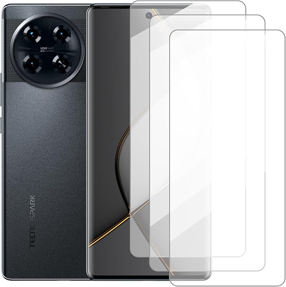 Screen Protector Compatible with Tecno Spark 20 Pro+ 4G(6.78 Inch) [3 Pack] Glass Screen Protector Suitable for Tecno Spark 20 Pro Plus 4G, Tempered Glass Protective Film