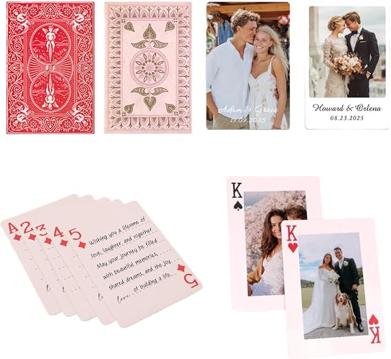 Unique Custom Playing Card Wedding Favors - Wedding Card Guest Book Alternative, Custom Photo or Blank for Graduation, Wedding,Family,and Anniversary Party