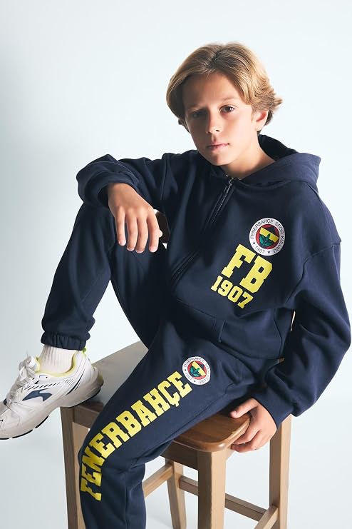 DeFacto Fenerbahçe Kapüşonlu Kalın Sweatshirt Kumaşı Hırka Erkek Çocuk