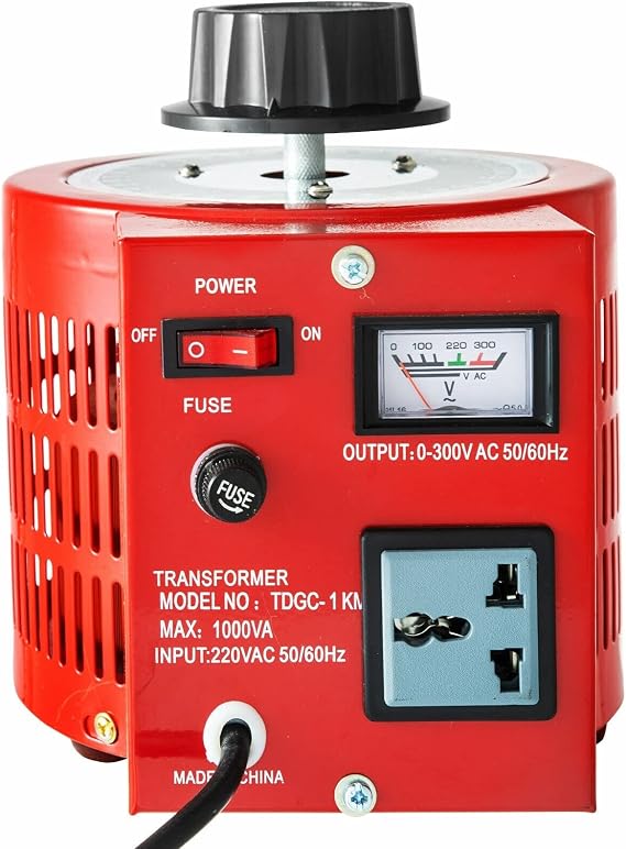 Variac Variable Transformer AC Voltage Regulator Transformer Converter 500VA-3000VA Built-In Copper Coil for Power Supply Durable, Versatile, Wide Range of Applications ( Color : 1KVA Meter , Size : 0