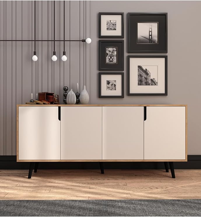 VM VERTEX MOBİLYA Latina Modern Konsol 180 Cm Safir Meşe - Beyaz Safir Meşe-Beyaz 45 x 180