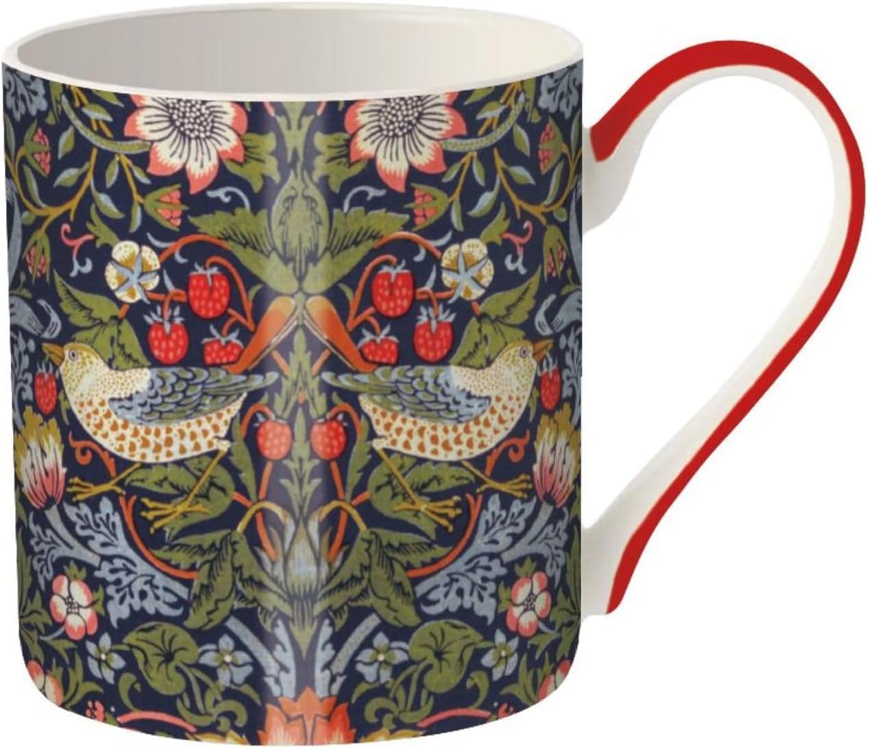 Museums & Galleries Fine Bone China Mug - Stylish 'Strawberry Thief' Design by William Morris - V&A Collection Tea and Coffee Mug - Premium Quality Gift for The Home and Kitchen
