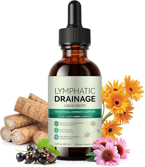 Lymphatic Drainage Drops, with Dandelion, Elderberry, Supports Natural Lymphatic Cleanse & Immune Support, Lymphatic Drainage Supplement (1 Pack)