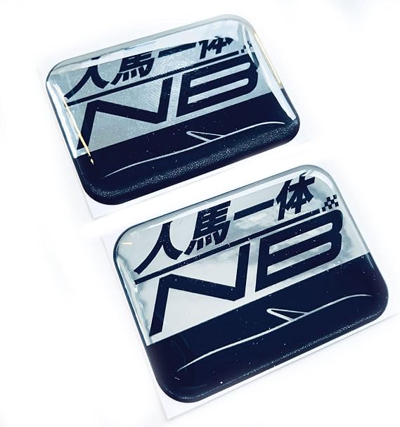 Jinba Ittai Chrome Wing 3D Domed Gel Decal Sticker Badges Emblems Compatible with Mazda Mx5 Nb