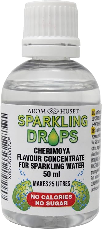 Aromhuset Cherimoya Flavour for Sparkling Water 50ml – Zero Sugar, Low Calorie & No Preservatives – Makes 25 Litres – Just Add 2ml to 1 Litre Sparkling Water