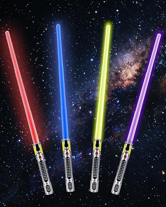 7 Color Retractable Light Saber, Light sabers Star Wars, Light Sabers with Motion Sensors, Light up Sword Ideal for Teenagers Gift, Halloween Xmas Dress Up Parties, Birthday Present (4PCS)