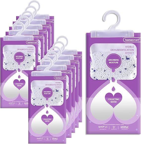 Homesmart Pack of 10 Wardrobe Dehumidifier Hanging Bags Moisture Absorber