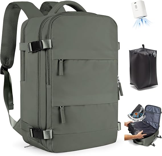 SZLX Vacuum Backpack with Pump Carry-on Luggage 40x30x20 Ryanair Vueling Wizzair Easyjet Backpack Travel Cabin Airplane 40x20x25 Ryanair Women Waterproof Carrying Backpack for Laptop Computer