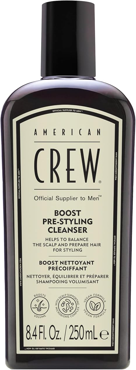 American Crew Boost Pre-Styling Shampoo | Volume Styling Hair Product for Men | Vegan Men's Shampoo for Fine, Thin or Flat Hair Pre-Styling | 250ML​