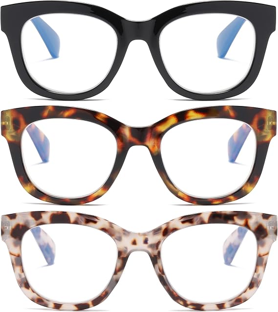 Oversized Reading Glasses For Women Blue Light Blocking Computer Readers Spring Hinge Retro +0.0
