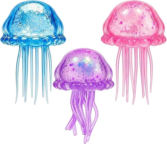 3 PCS Jellyfish Squishy, Jelly Squishy, Enchanting Decor for Home or Office, For squishies Lovers and Those Who Adore Ocean themed Decor, Blue, Purple, Pink