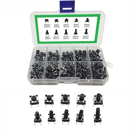 Tactile Push Button Switch Tactile Push Button Switch Button Micro Tactile Switch Momentary Tactile Push Button Switch Micro Momentary Kit 4-Pin Push Button Switch for Circuit Boards 10 Values