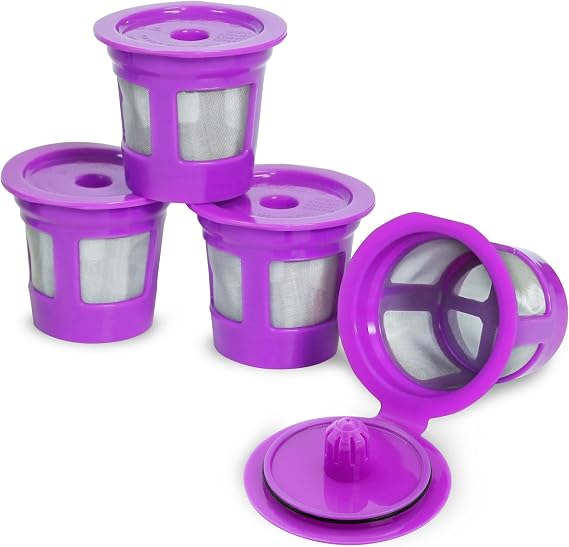 Perfect Pod Cafe Save Reusable K Cup Pod Coffee Filters - Refillable Coffee Pod Capsules with Built-In, Integrated Mesh Strainer for Use with Keurig & Select Single Cup Coffee Machines, 4-Pack