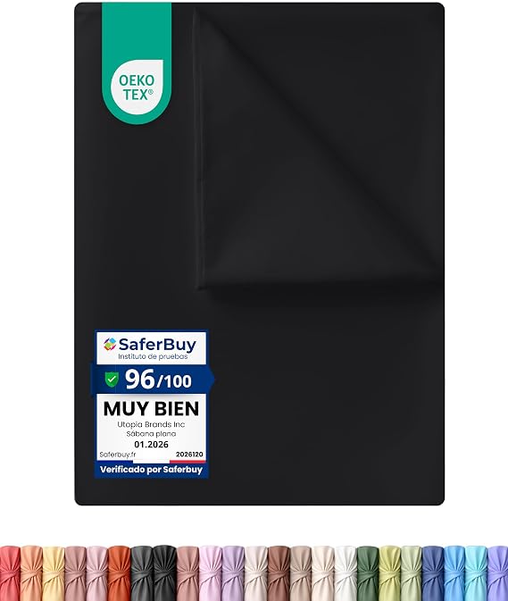Utopia Bedding Top Sheet, Bed 150-266x26 cm - Black