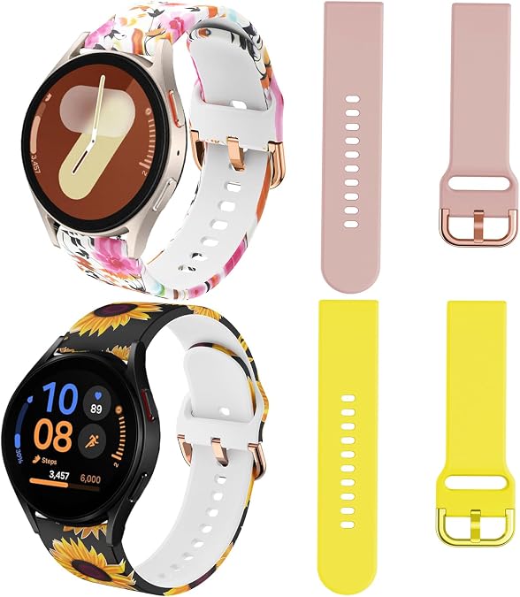 DEALELE Strap Compatible with Samsung Galaxy Watch 7 / FE / 6/6 Classic / 5/5 pro / 4/4 classic/Galaxy 3 41mm / Active 2, 20mm Soft Silicone Bands for Huawei GT3 42mm Women Men