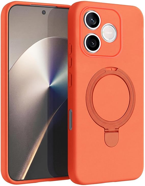 Microsonic Honor 600 Lite 5G için Kılıf Aura Stant MagSafe Turuncu [Honor 600 Lite 5G ile Uyumlu Kılıf - Turuncu]
