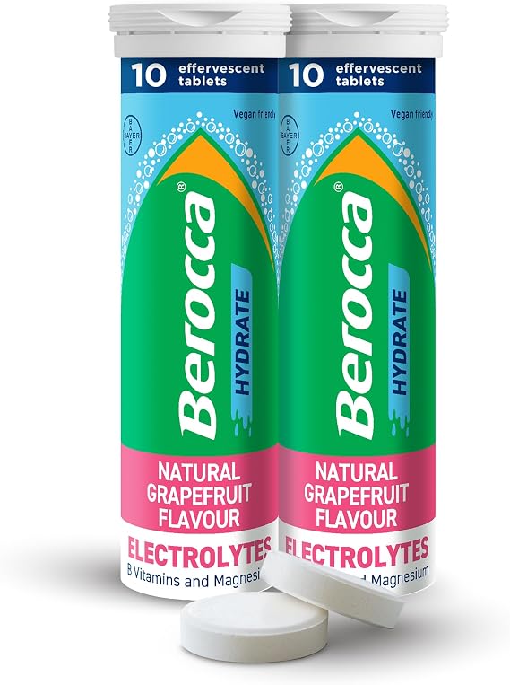 Berocca Hydrate Effervescent Tablets, Grapefruit Flavour, 20 Tablets