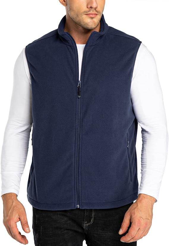 33,000ft Men's Fleece Gilets Lightweight Sleeveless Jacket Vest Windproof Bodywarmer Outerwear Golf Gilet With Zip Pockets for Hiking Cycling Running