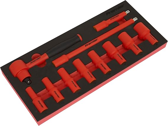 Sealey Premier 11pc 3/8" Sq Drive Insulated Socket Set with Tool Tray - VDE Approved - TBTE01