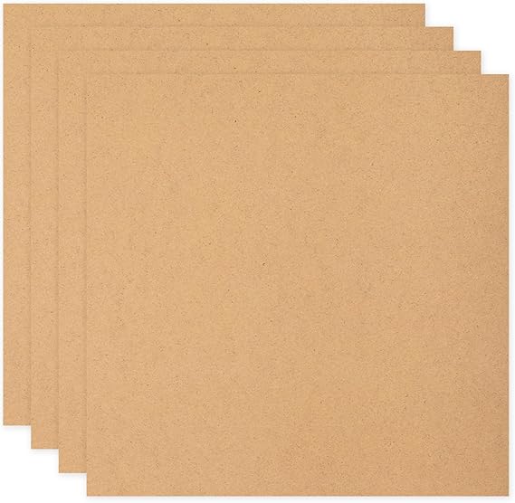 sourcing map MDF Wood Board for Crafts,1/12"(2mm) Thick Medium Density Fiberboard Unfinished Wood for DIY Projects, Art Classes, Carpentry, Painting (4 x 4 in,4Pcs)