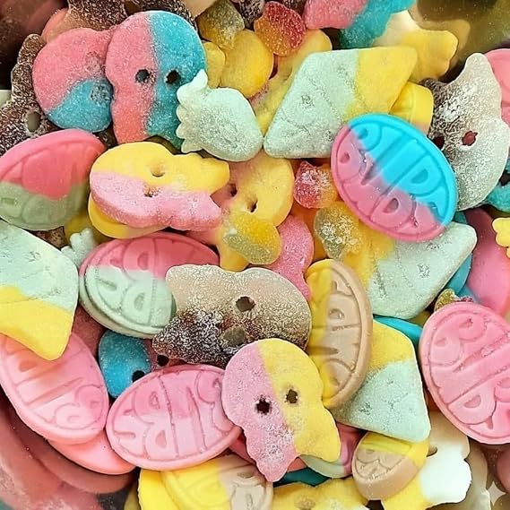 Pick n Mix Vegan Sweets – Random Mixed Bbs & Skulls – Variety of Sour, Chewy, Gummy, Jelly Candy – Gelatine-Free & Plant-Based Treat (500g)