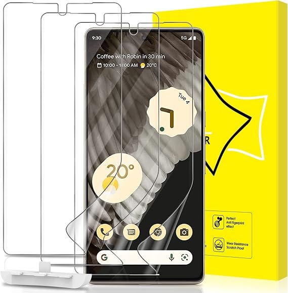 GiiYoon 3 PACK Screen Protector for Google Pixel 7 Pro Flexible TPU Film [Support Fingerprint Touch] [HD Full Coverage] [Easy Installation] [Scratch Resistant]