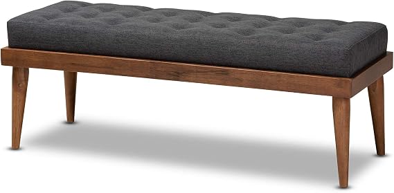 Baxton Studio 156-9302-AMZ Benches, One Size, Charcoal/Walnut
