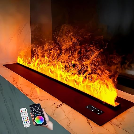 3D Water Vapor Fireplace, Electric With Remote Control And Timer, App, Touch,Recessed Humidifier With 9 Colors, Automatic Filling(150cm/59inch)