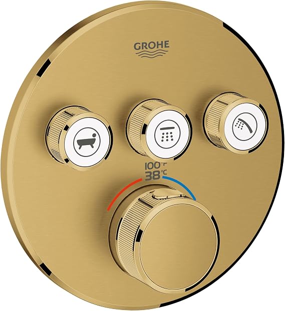GROHE 29138GN0 Grohtherm SmartControl Triple Function Thermostatic Trim with Control Module, Brushed Cool Sunrise