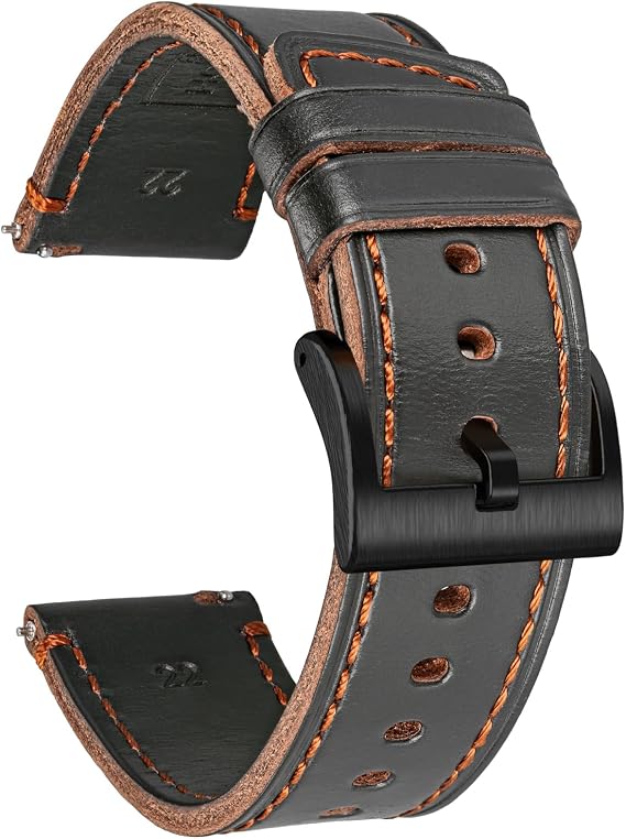 Compatible with Carbinox X-Ranger Bands, 22mm Horween Leather Strap for Carbinox Edge/Blaze Round/Blaze S/X-Ranger/Vortex/Vesta/Blaze Square, Suunto 9 Peak Pro/5 Peak/Race/Vertical, Ama@zfit T-Rex 3