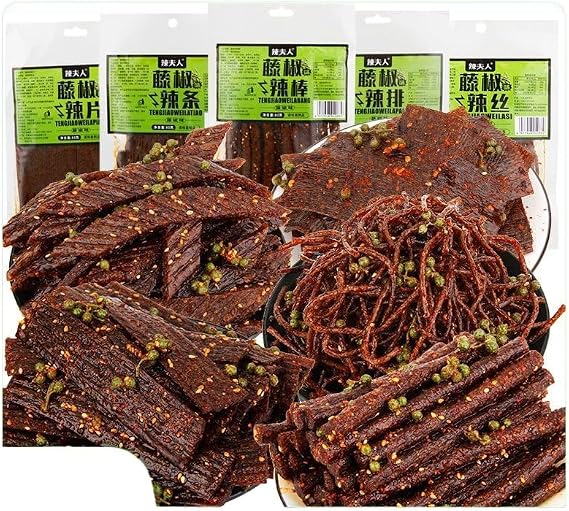 Latio Spicys Stick Chinese Snacks, Latiao Spicy Strip Gift Pack(80G/Bag) Chili Pepper and Spicys Strip Combination, Vegetarian, Nostalgic Bean Curd Gluten Snacks, Casual Snack (Mixed flavors,2 bag)