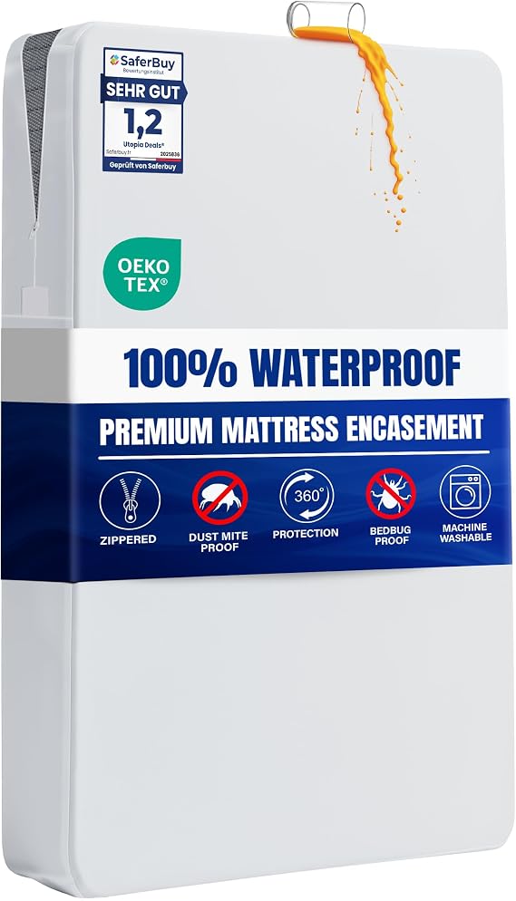 Premium Waterproof Mattress Encasement, Single 90x190x30 cm, with Zipper