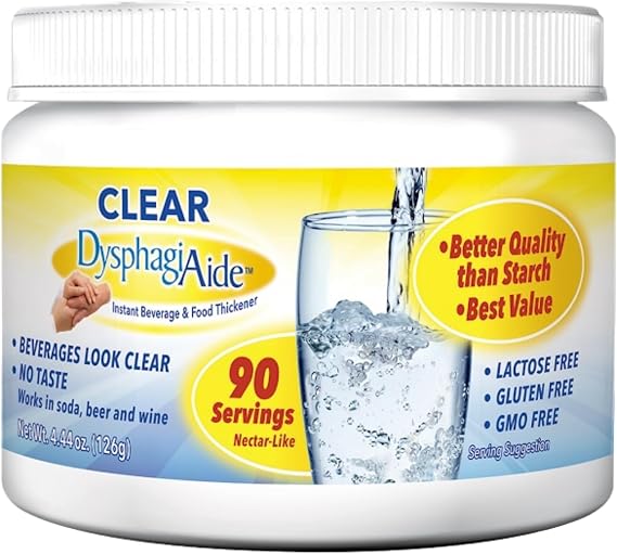 Clear DysphagiAide Thickener Powder, 90 Servings/Jar, Instant Liquid Thickener for Dysphagia, Pack of 1, 4.44 oz/jar 126 g