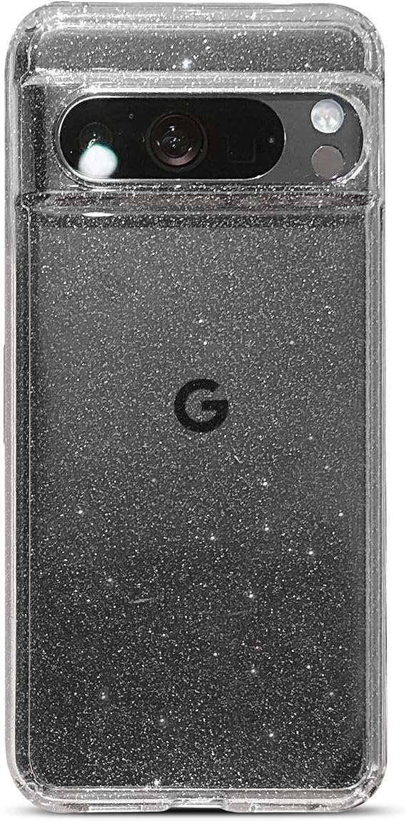 Google Pixel 8 Pro ケース 6.7インチ キラキラ グリッター クリア シャイニー スパークル 透明 滑り止め 黄変防止 ミリタリーグレード 耐衝撃保護 ソフトバンパー スマホケース レディース メンズ ホワイト