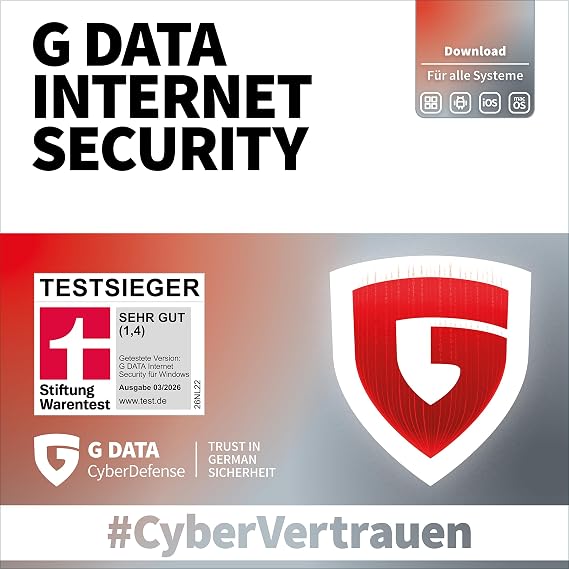 G DATA Internet Security 2021 5 Devices - 1 Year Activation Code by Mail Virus Protection for PC Mac Android iOS Made in Germany - Future Updates Included