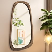 AAZZKANG Large Wall Mirror with Irregular Wood Framed 80x50cm Vintage Asymmetrical Hanging Mirrors for Bathroom Bedroom Living Room Entryway Home Decor