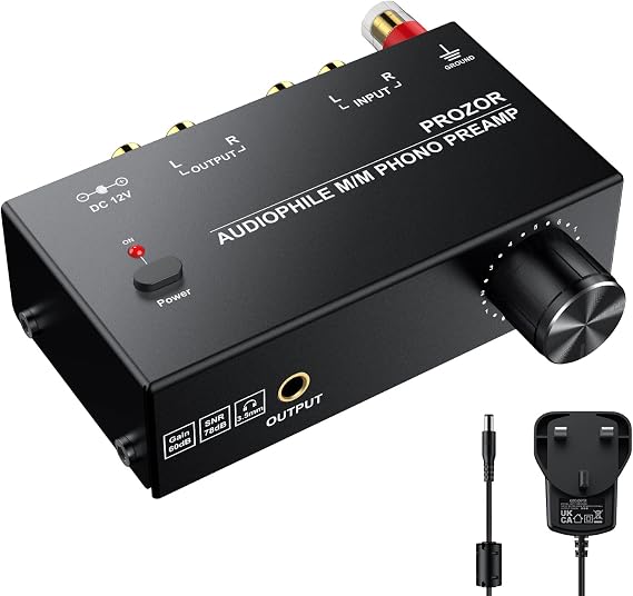 PROZOR Phono Preamp for MM Turntable RCA Input RCA 3.5mm Output