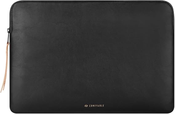 Comfyable İnce Koruyucu Dizüstü Bilgisayar Kılıfı 13-14 İnç MacBook Pro M2 M1 ve Tümü MacBook Air ile Uyumlu, PU Deri Çanta Su Geçirmez Kapak Notebook Bilgisayar Kılıfı Mac için, Siyah
