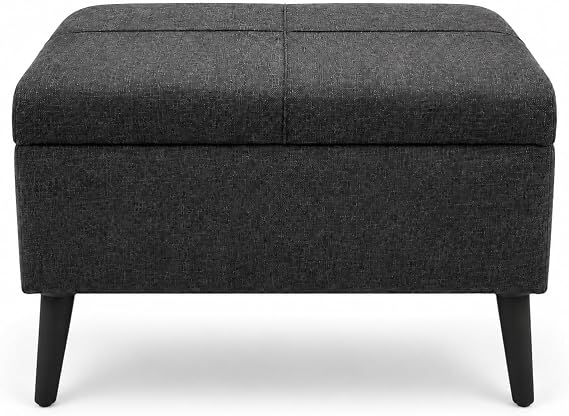 Co Art Home Sandıklı Keten Kumaş Puf | 60 x 45 x 40 | (Antrasit Gri)