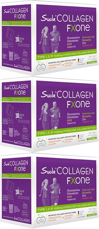Suda Collagen Fxone Elmalı 13gr X 30 Gün (Tip 1-2-3 10.000mg Kolajen Içerir.) 3 Lü Paket 102144-3-1