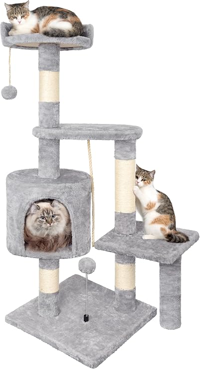 HOMIDEC Cat Tree, 112cm Cat Scratching Post for Indoor Cats, Cats Tower
