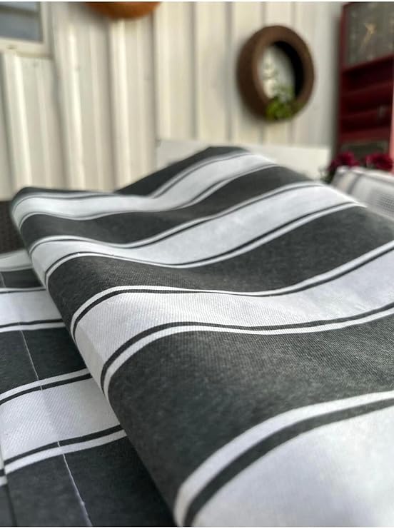 Branda Balkon Perdesi Kornişli Ve Bağcıklı Fon Perde (Premium Kumaş Versiyon) Siyah-Beyaz 120 X 210