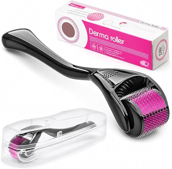 Derma Roller 0.25mm for Hair Growth, Microneedling Roller for Face Body Scalp, Beard Roller for Beard Growth, Micro Needling Roller 540 Titanium Needle for Men Women Home Use