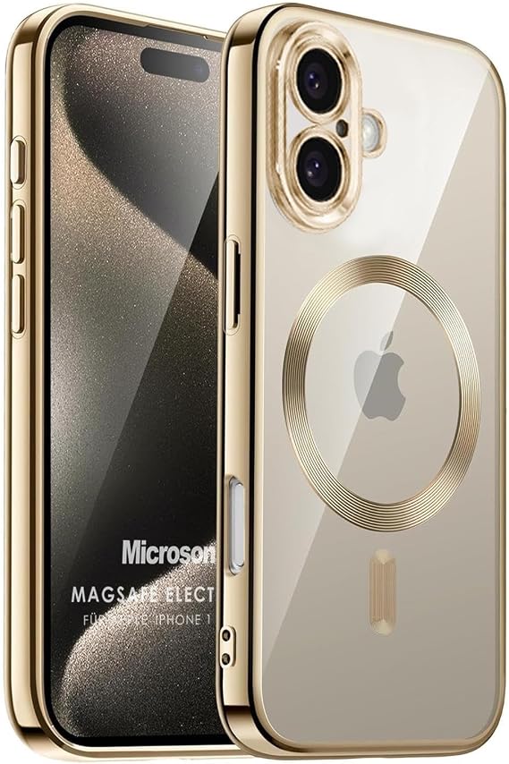 Microsonic Apple iPhone 16 Kılıf MagSafe Luxury Electroplate Gold [iPhone 16 ile Uyumlu Kılıf - Gold]