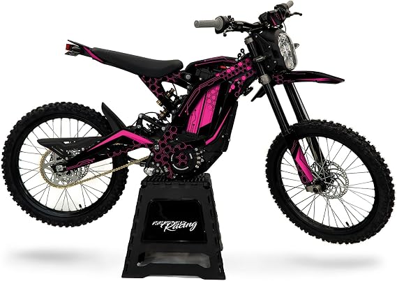 Decor Kit Compatible with Sur-Ron Light Bee X & S from 2018 Premium Design Set Self-Adhesive Weatherproof Sticker for Electric Motorcycle MRX001 (Futuristic Neon Pink, Glitter Surface)
