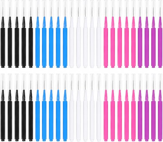 50 Pcs Micro Eyebrow Brush, Multifunctional Eyelash Comb Brush with Cap Portable Eyebrow Spoolies Brush Brow Lamination Brow Brushes for Eyebrows Eyelash Extensions Tool H5MMS